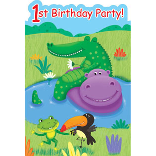 Jungle Buddies 1st Birthday Party Invitation Card